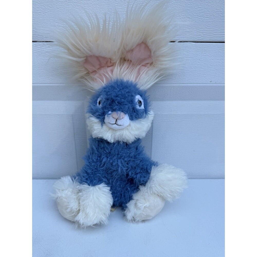 MTY International Blue White Plush Shaggy Fur Bunny Rabbit Fuzzy Ears 16" P16